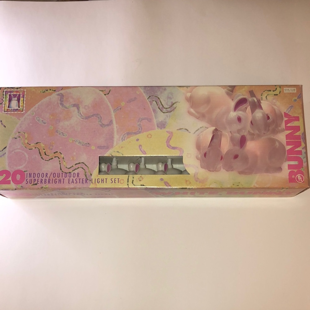 New Vintage White Bunny Easter Blow Mold lights